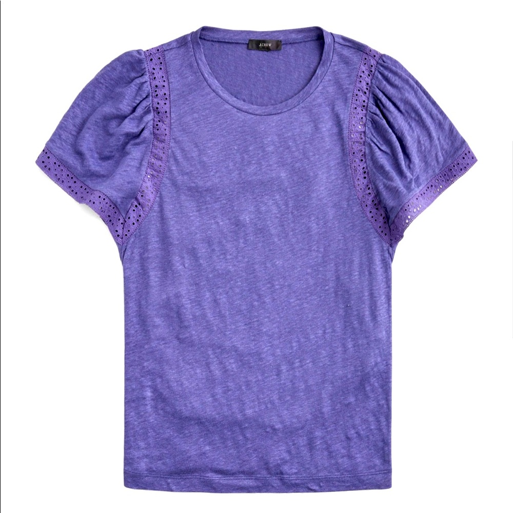 J.Crew Linen Flutter Sleeve Tee In Arctic Ocean size Large
NEW
